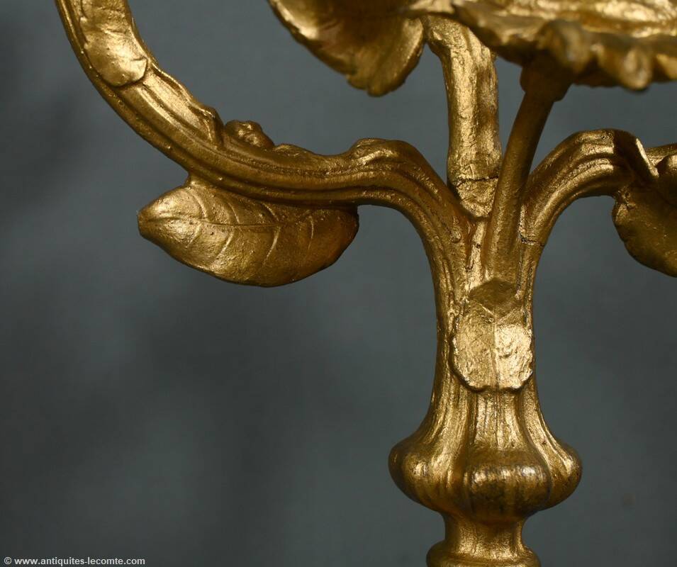 Pair of candelabra in gilded spelter and onyx – 1940