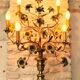 Large bronze candelabrum Napoleon III with lilies - 7 lights - 15 flowers H85cm