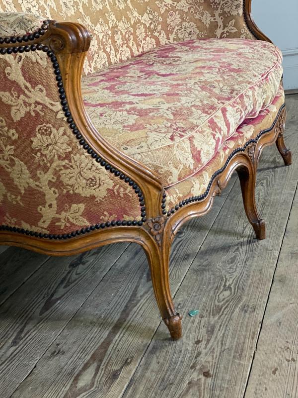 Louis XV Bench In Carved Beech And Moulded Corbeille File, 18th Century
