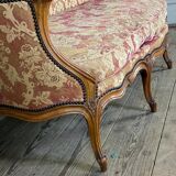 Louis XV Bench In Carved Beech And Moulded Corbeille File, 18th Century