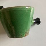 Set of 5 cups in green glazed clay Dieulefit 1960