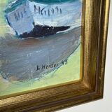 Original Mid Century Swedish Oil On Panel – “Harbor” By Lars Herder – Dated 1945 – Vintage & Framed – 45 × 37 Cm (17.7" × 14.6")