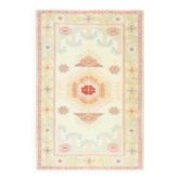 Tapis de sol vintage turc Oushak fait à la main en laine et coton beige des années 1970, 120x178.