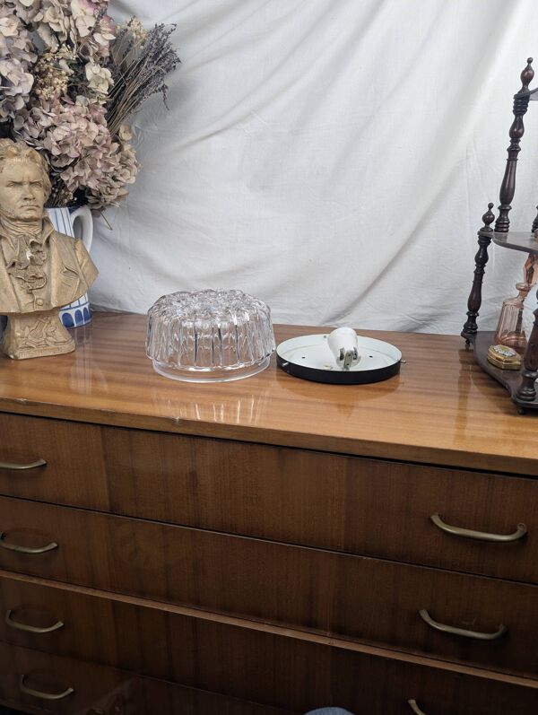 Applique ou Plafonnier Moderniste en Verre Tressé Vintage Années 60s