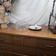 Vintage 60s Woven Glass Modernist Wall or Ceiling Light