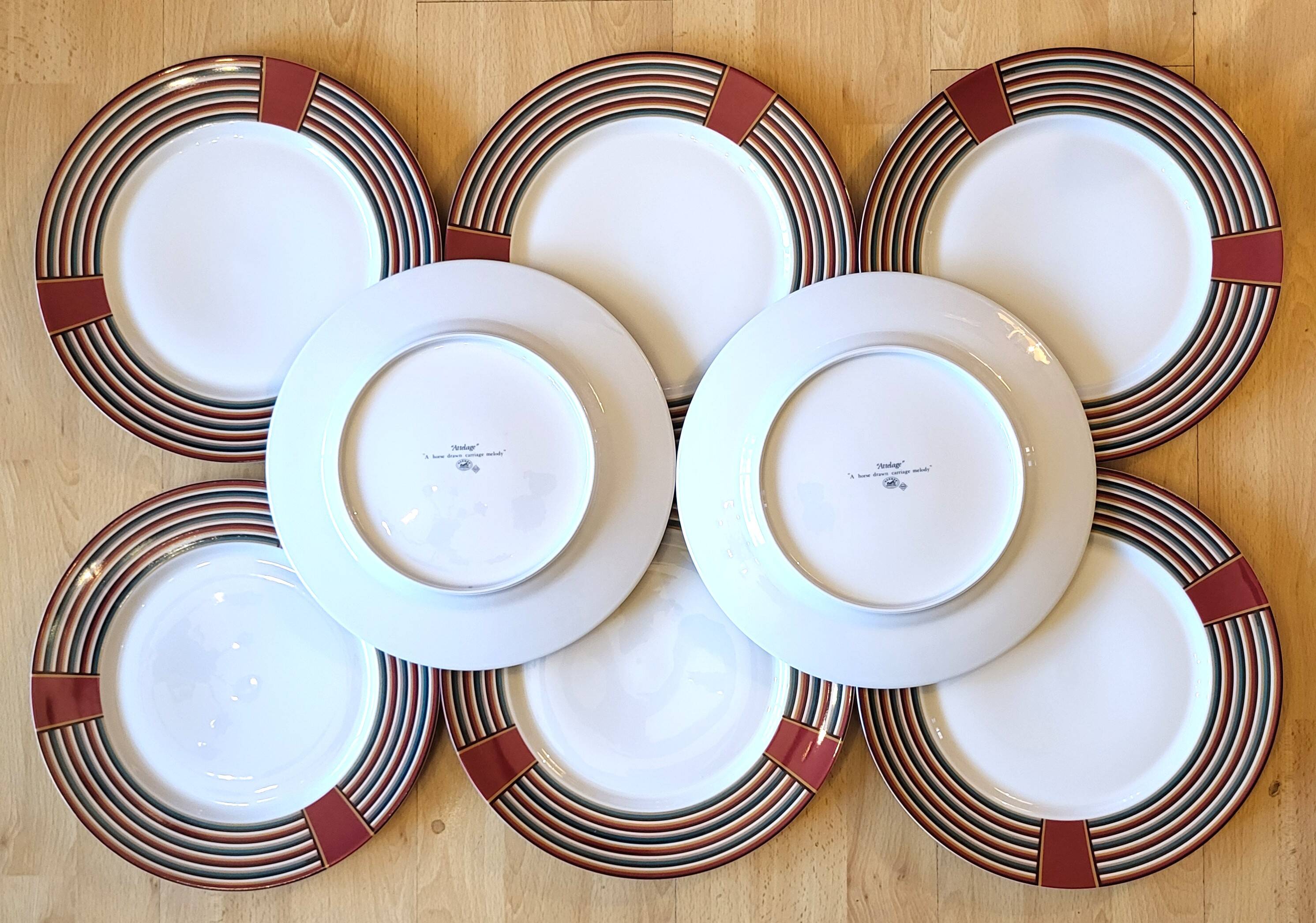 Hermes paris collection attelage porcelaine 8 assiettes plates