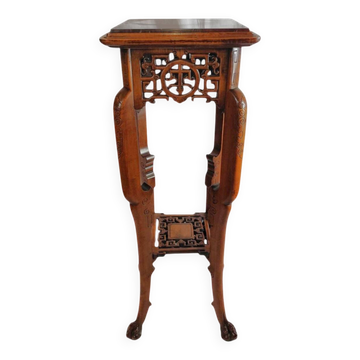 Rare Guéridon / Japonese Pedestal in Carved Wood by Gabriel Viardot