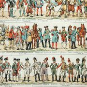 Old engraving 1898, Historical military costumes • Original and vintage lithograph