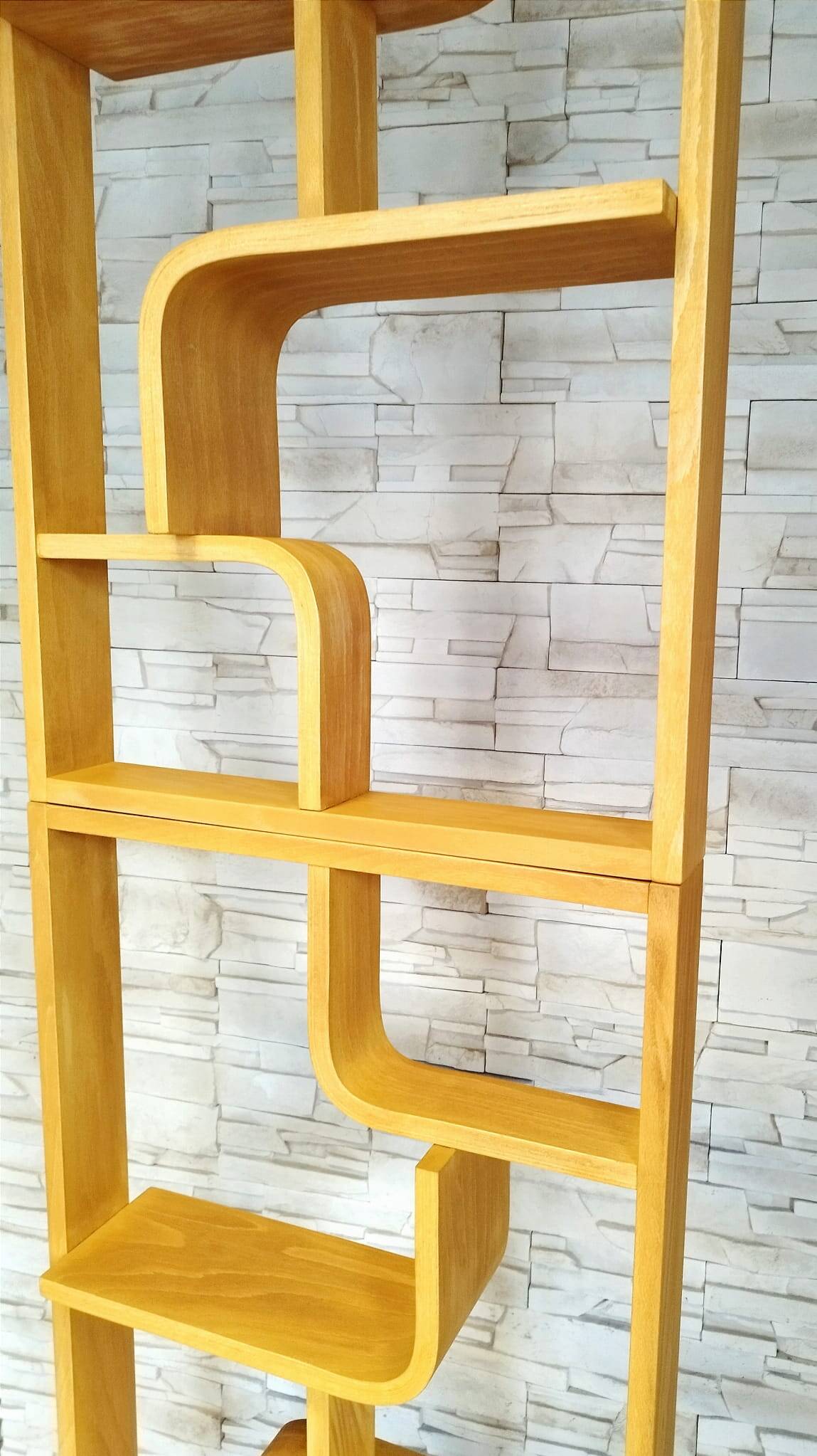 Bent plywood wall, bookcase, flowerbed, Volak by Holesov, 1960s Czechoslovakia