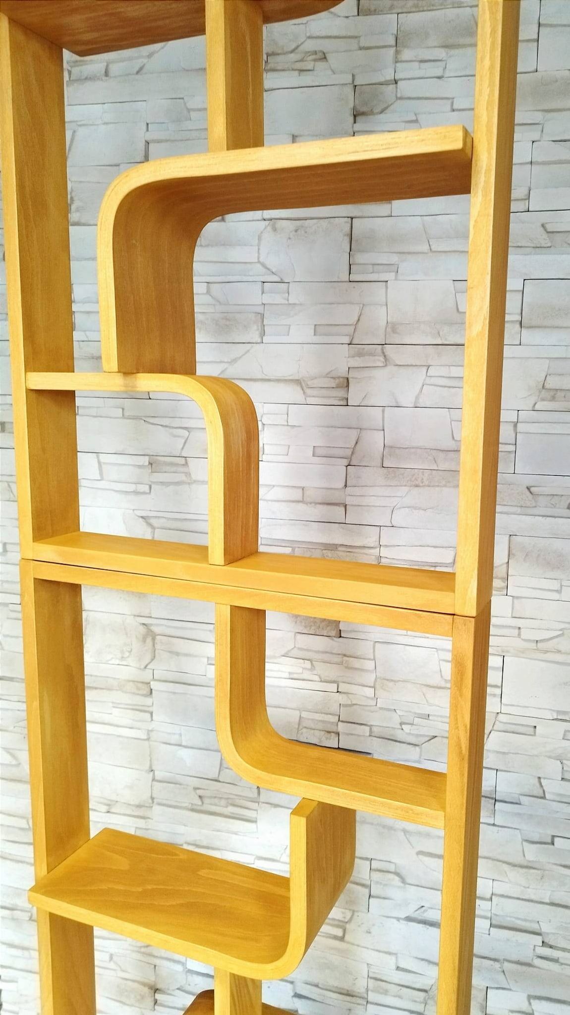 Bent plywood wall, bookcase, flowerbed, Volak by Holesov, 1960s Czechoslovakia