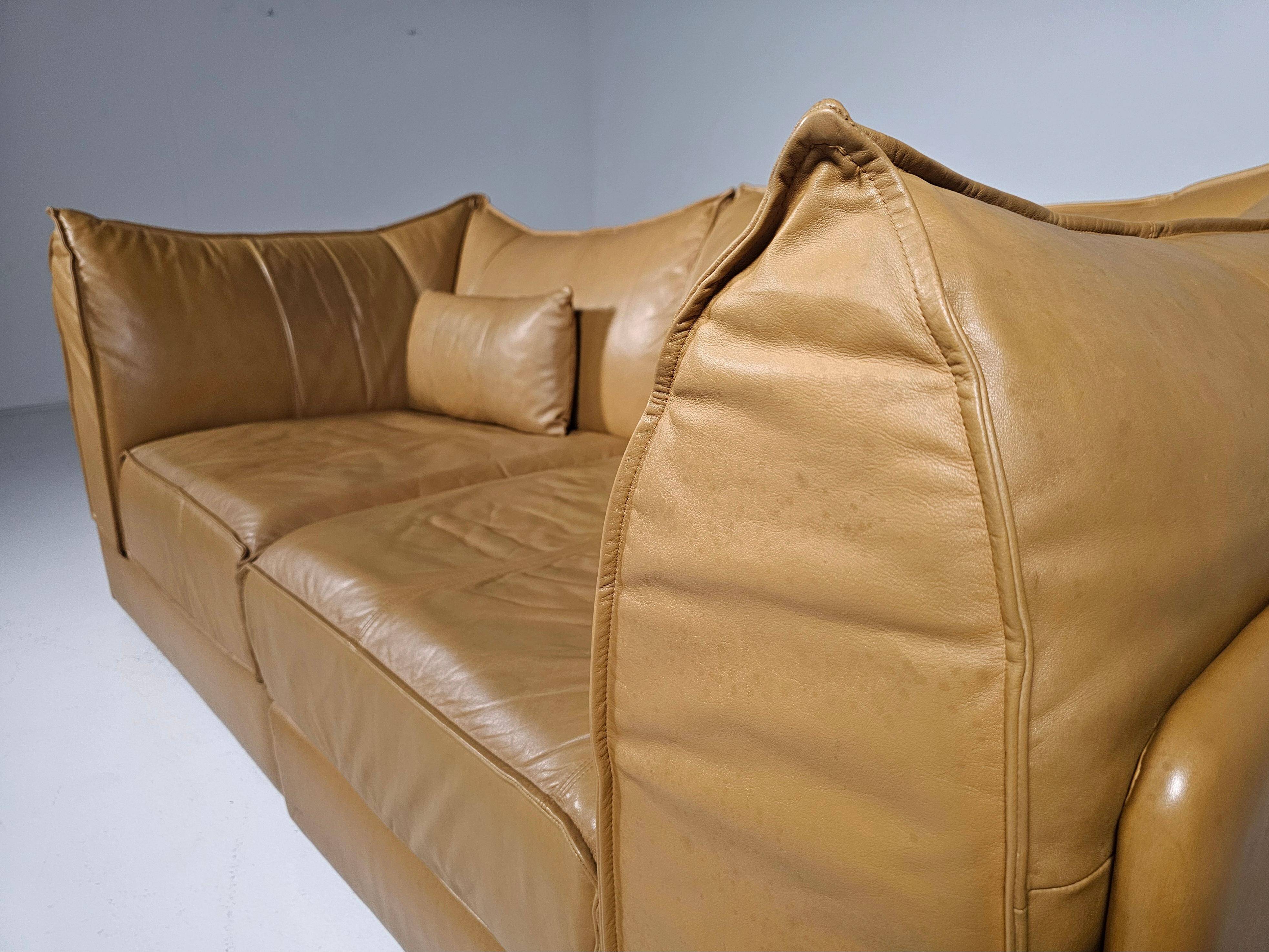 "Pagoda" sectional sofa for 2 in tan leather by De Sede DS-19, 1970s.