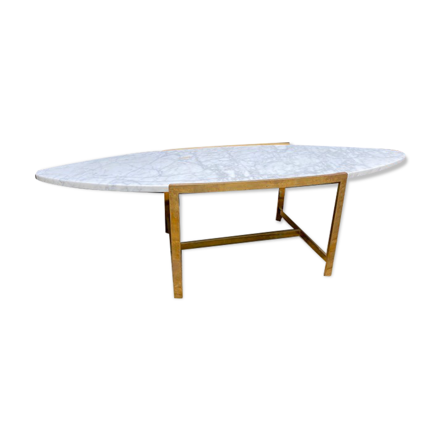 Coffee table carrara marble/solid brass 1960