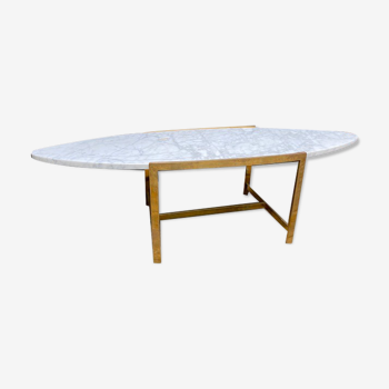 Coffee table carrara marble/solid brass 1960