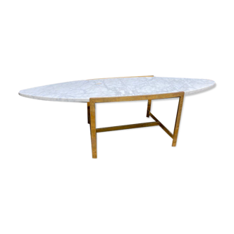 Table basse marbre de carrare/laiton massif 1960