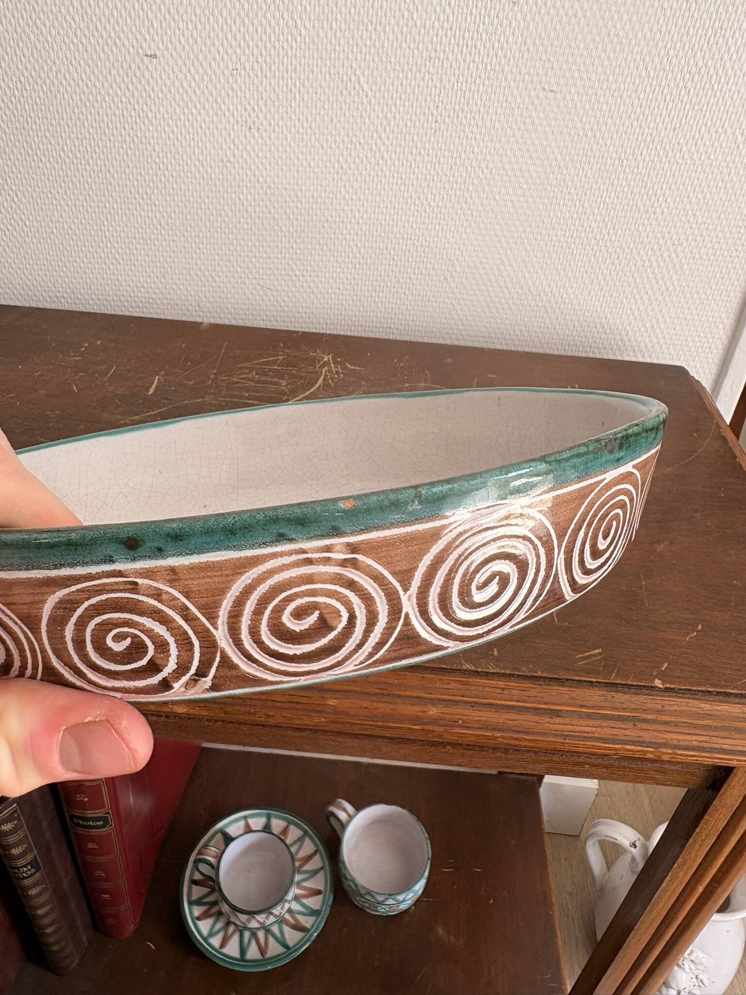 Oval Plate Daisy Ceramic Vallauris Robert Picault Vintage 50s