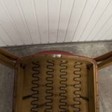 Bow wood armchair by Hugues Steiner 1960 red