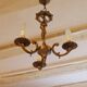 Vintage Italian bronze brass three-branch female figurine chandelier c. 1950s