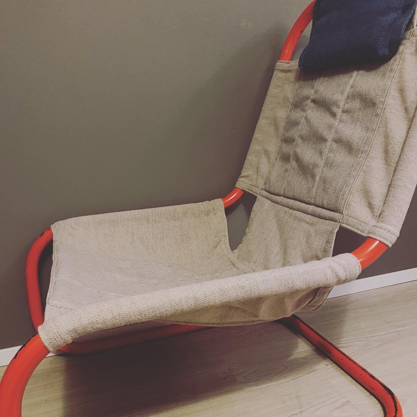 Vintage Swedish steel tubular lounge chair 1980