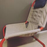 Vintage Swedish steel tubular lounge chair 1980