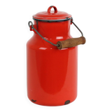 Red Vintage Milk Jug With Lid Enamel Rustic Rural