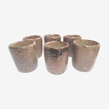 Six cups in stoneware