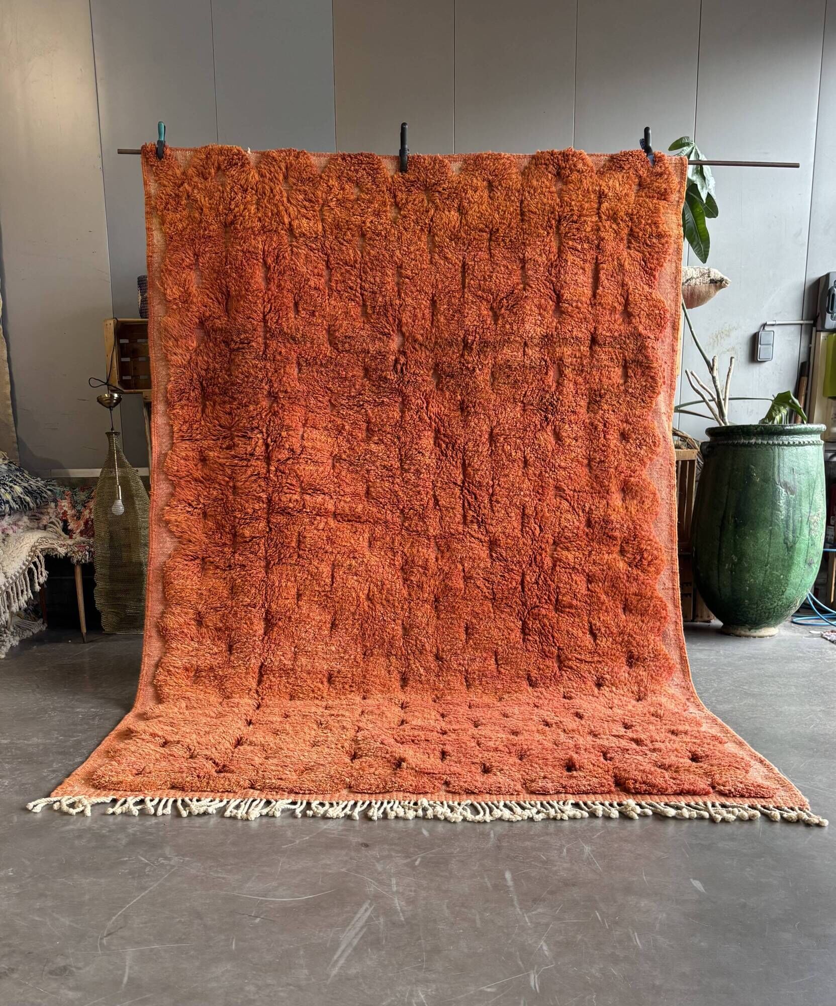 Naraja/ Mrirt Berber rug in orange natural wool