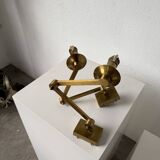Pair of brass wall lights with articulated arms from the 70s