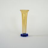 Glass vase “Amber & Cobalt Blue,” Swedish design, 1960s, manufacturer: Orre
