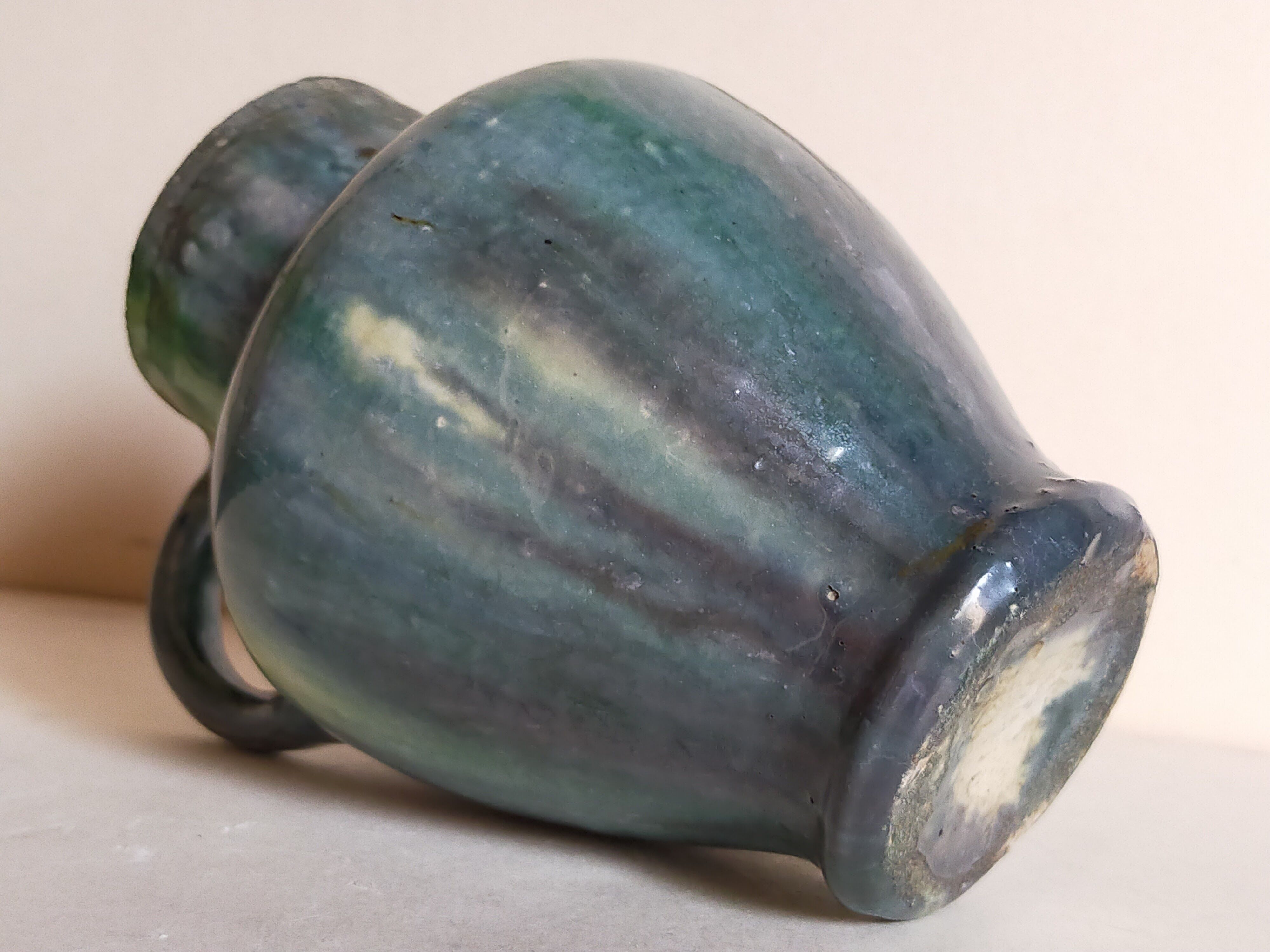 Ancient pottery with blue enamel 19th century