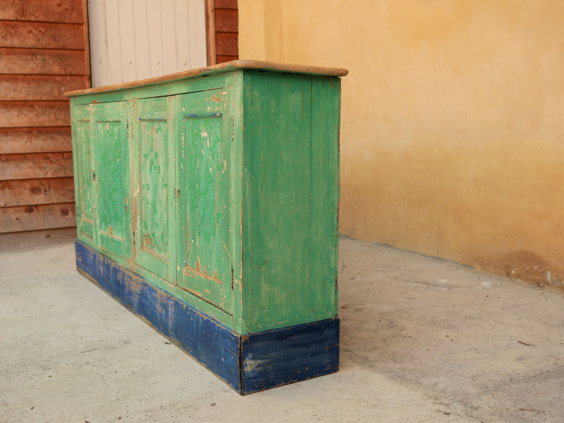 Vintage wooden farm stocking buffet