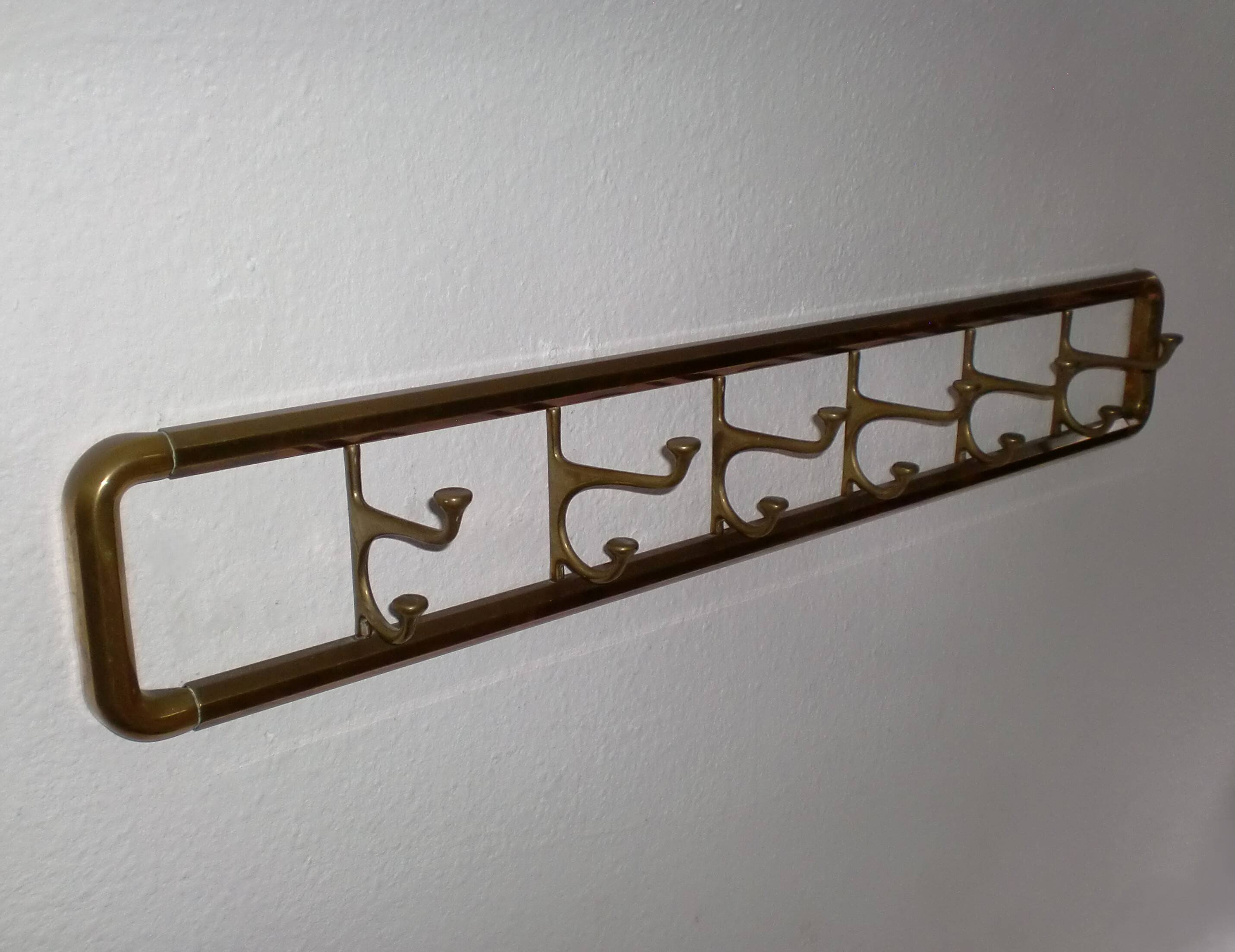 Vintage Art-Deco brass Wall Coat Rack France, 1940s