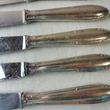 Set of 12 old silver metal knives, art deco décor, Manulor