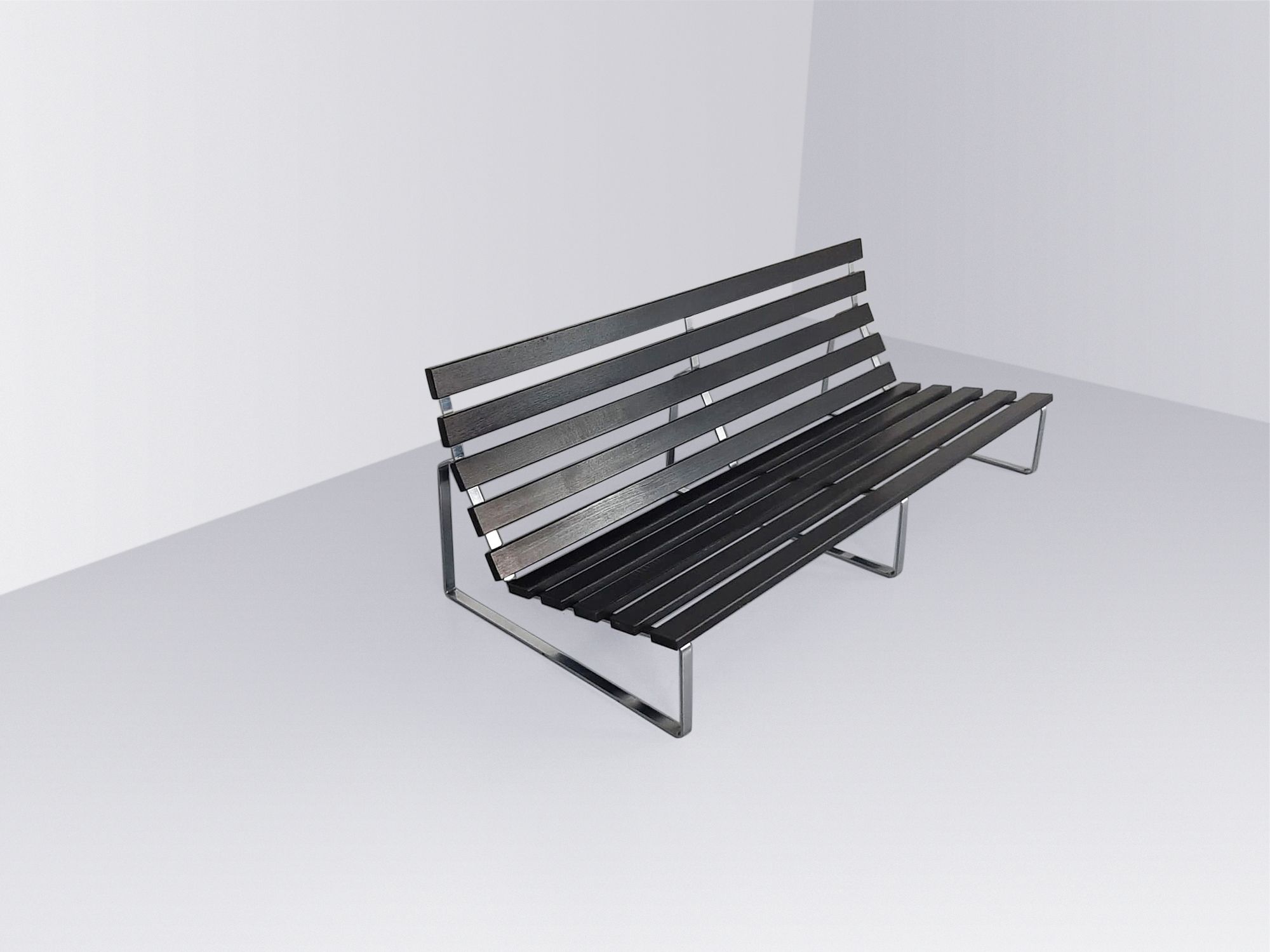 Rare “Bijenkorf” slatted bench by Kho Liang Ie for Artifort 1960s
