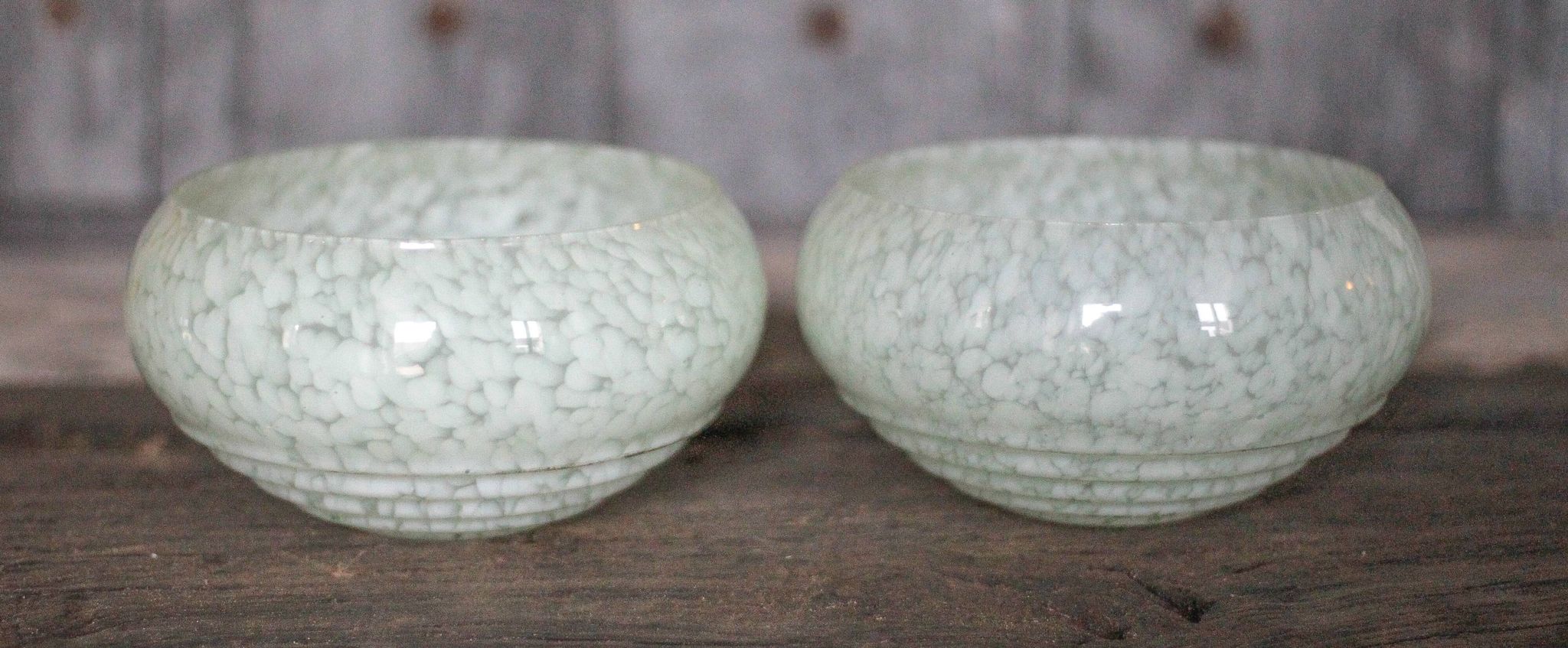 Pair of green Clichy glass lampshades, glass globe for suspension, globe.