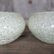 Pair of green Clichy glass lampshades, glass globe for suspension, globe.