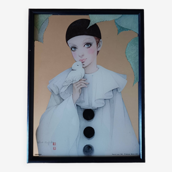 Framed mirror "Pierrot love", Fujita, 80s