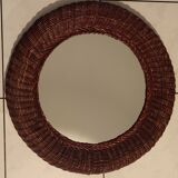 Round woven rattan mirror, 1970