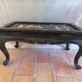 Ancienne table basse rectangulaire asiatique escamotable