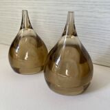 Smoked pepper and salt shaker set Guzzini Tear Drop MCM 60's vintage