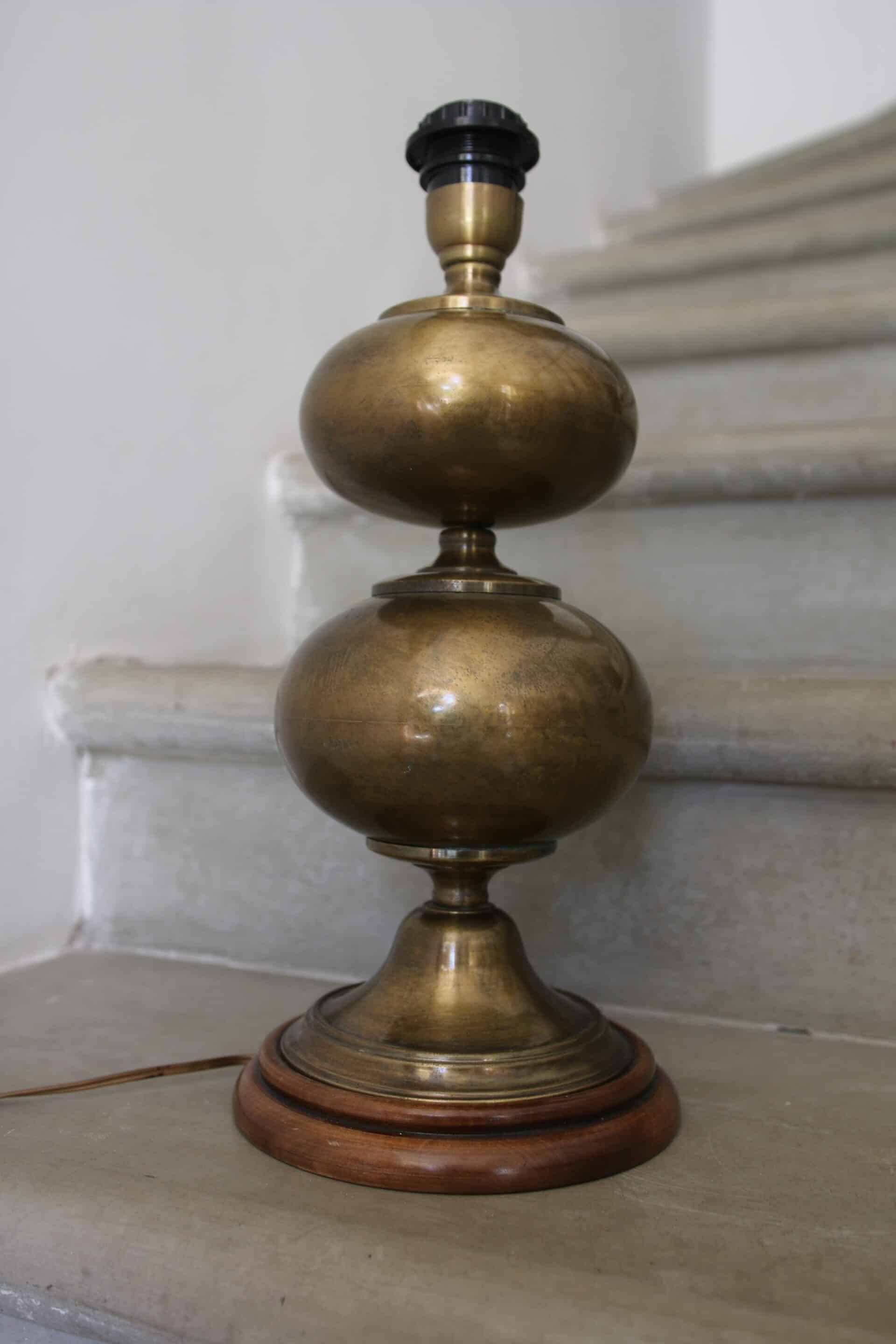 Vintage brass double globe lamp