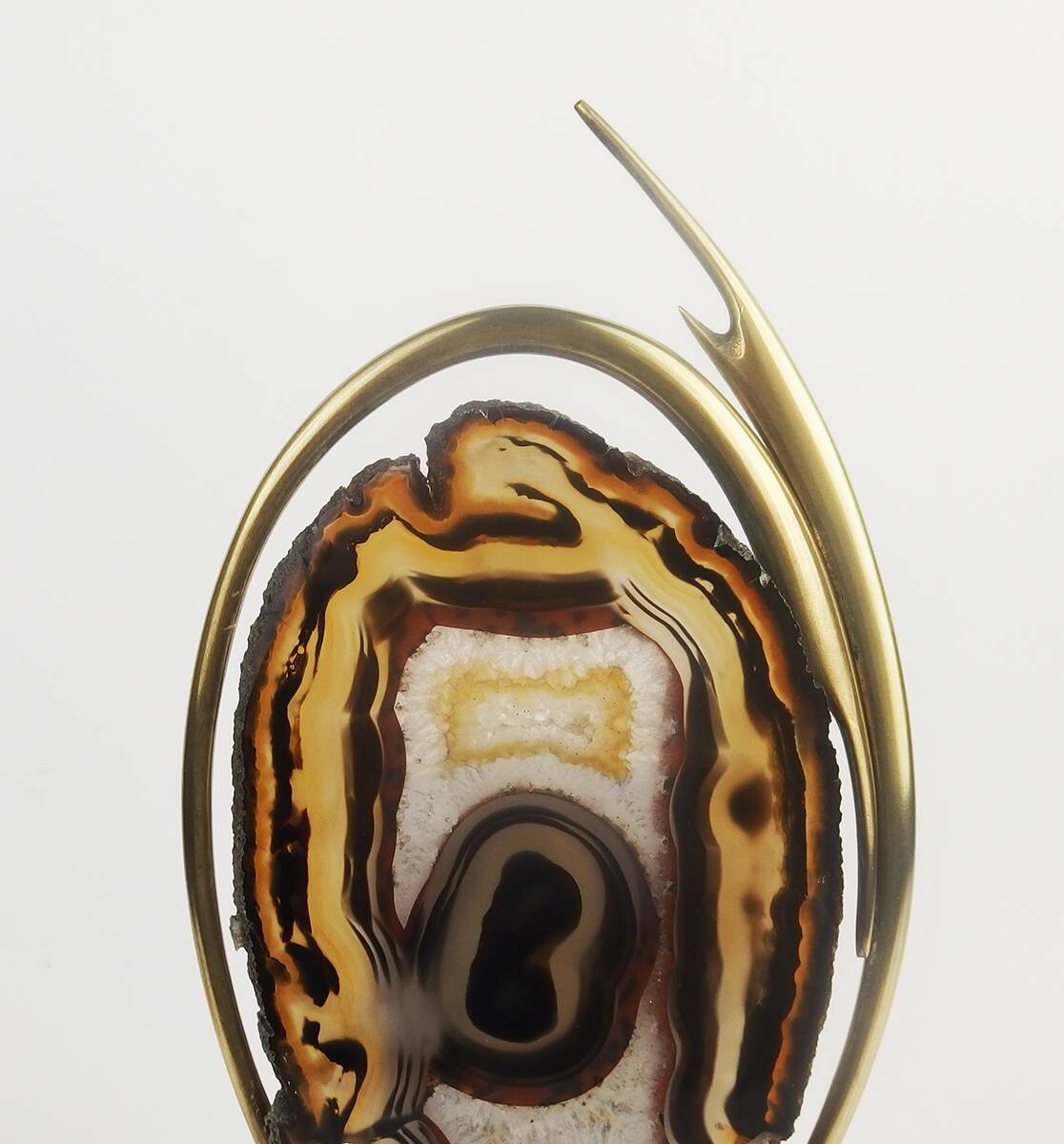 1970 lamp in brass and agate attributed to Willy Daro