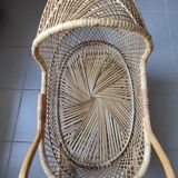 Vintage rattan and wicker cradle for dolls