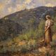Italian landscape with figure painting signed and dated 1914