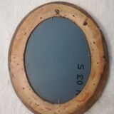 Miroir ovale art nouveau en stuc doré, 50x42 cm