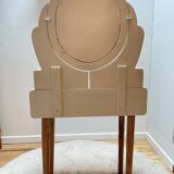 Wooden dressing table with beige and red baroque style mirror