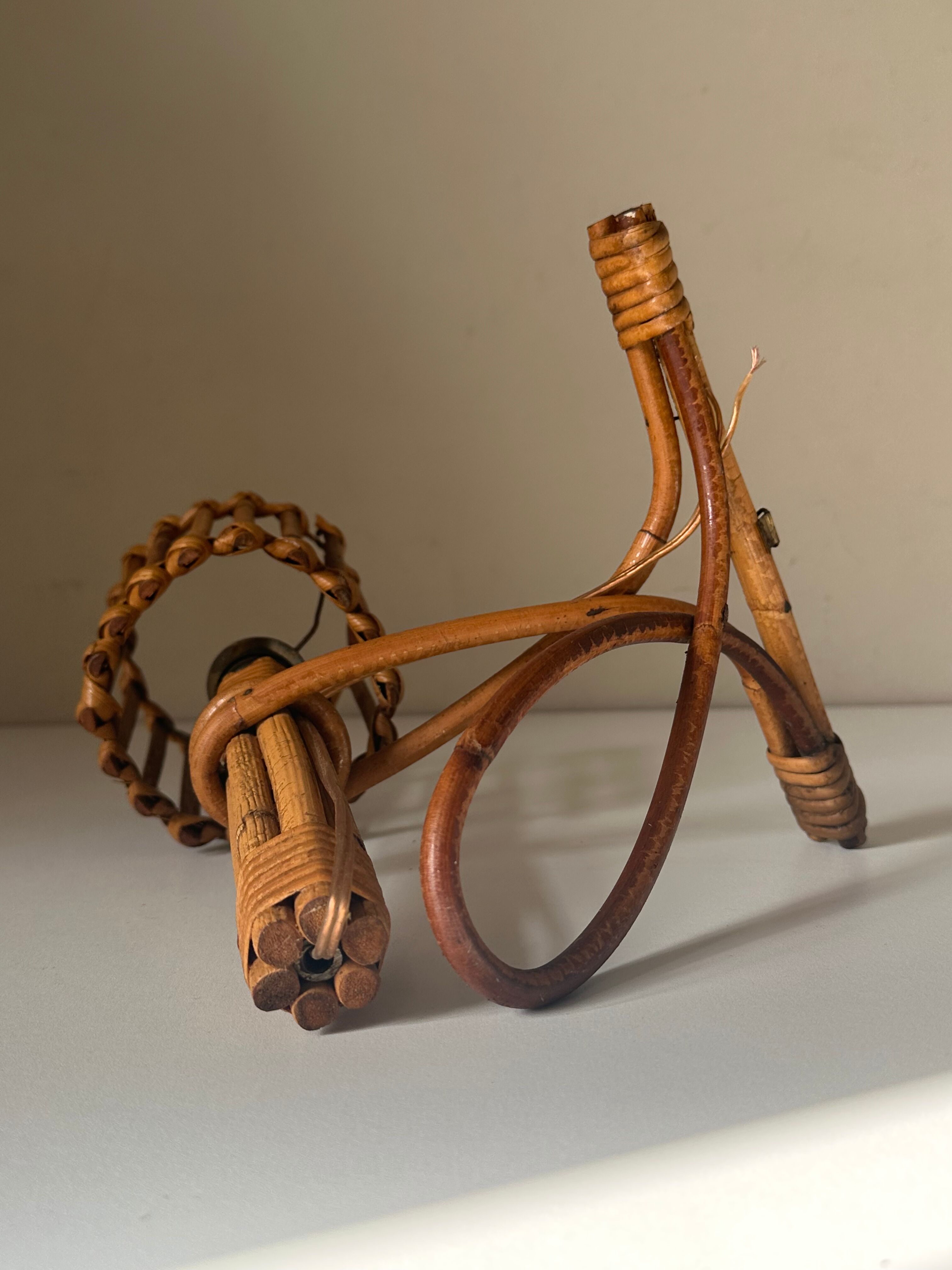 Vintage rattan wall lamp design 60 years