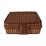 Two tone wicker suitcase