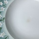 5 assiettes creuses Sarreguemines bord ondulé bleu fleurs blanches