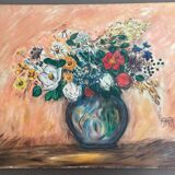 Table painting old still life with flowers