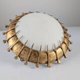 Sunburst lamp with forged nails and gold leaf and opaline, 1940s